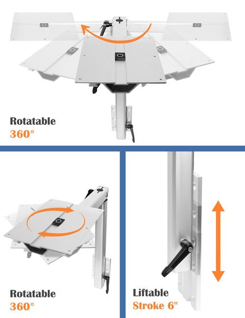HWHongRV Upgrade Removable Table Leg Swivels 360 Degrees Premium Aluminum Alloy RV Table Leg Bracket Adjustable Accessories for Pontoon, Truck Camper, Travel Trailer (Upgrade White)