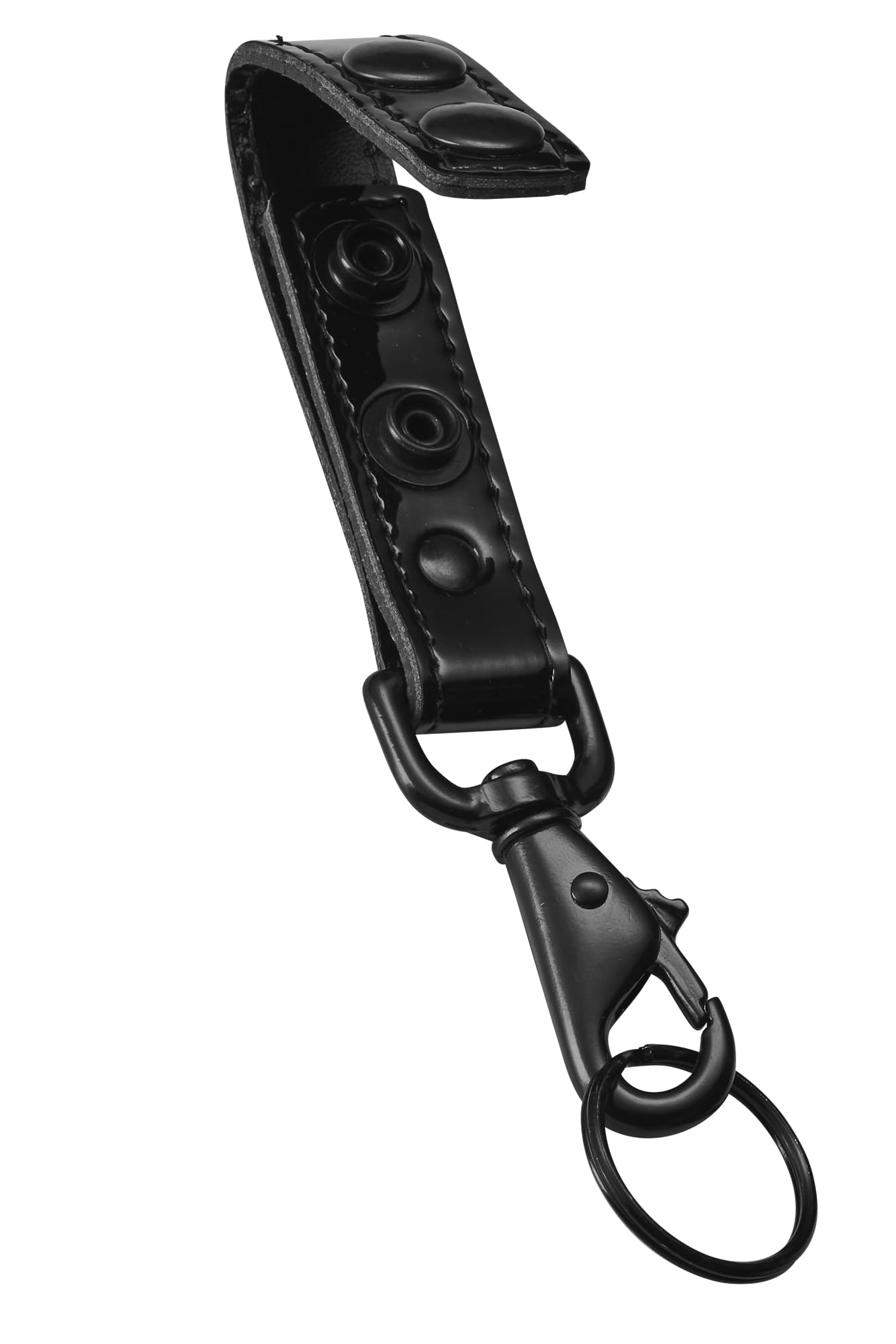 JAY-PEE Clorino Hi-Gloss Key Strap Belt Keeper for Duty Belt Key Ring Holder Double Snap Keychain Lanyard with Black Hardware