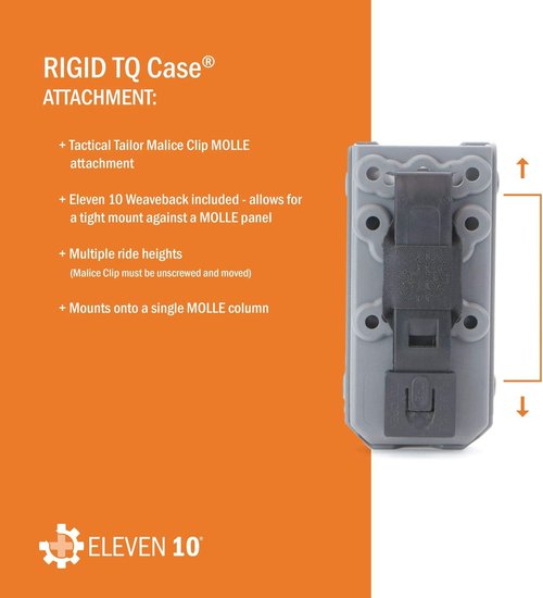 Eleven 10 Slick Front Rigid TQ Case for C-A-T Tourniquet, Black, MOLLE Attachment