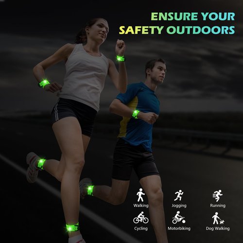 Xeiophoy LED Armband Rechargeable, 2 PCS 2024 Version LED Armbands for Night Running Cycling Walking Jogging, High Reflective Running Gear Adjustable Light Up Bands for Men Women and Kids, Green