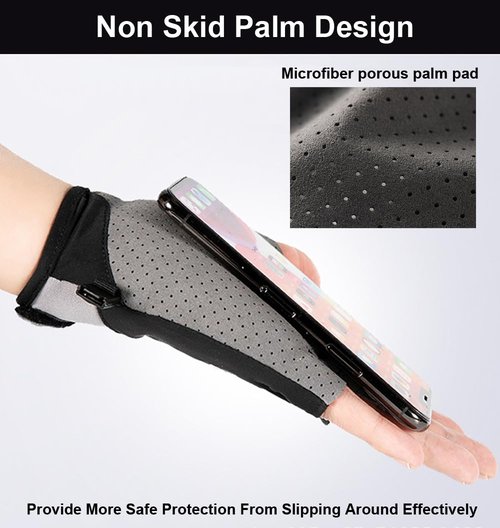 SUJAYU Fingerless Fishing Gloves for Women Men, Half Finger Sun Protection Sailing Gloves for Kayaking Paddling Rowing, Pickleball Gloves Women & Men (White, Medium)