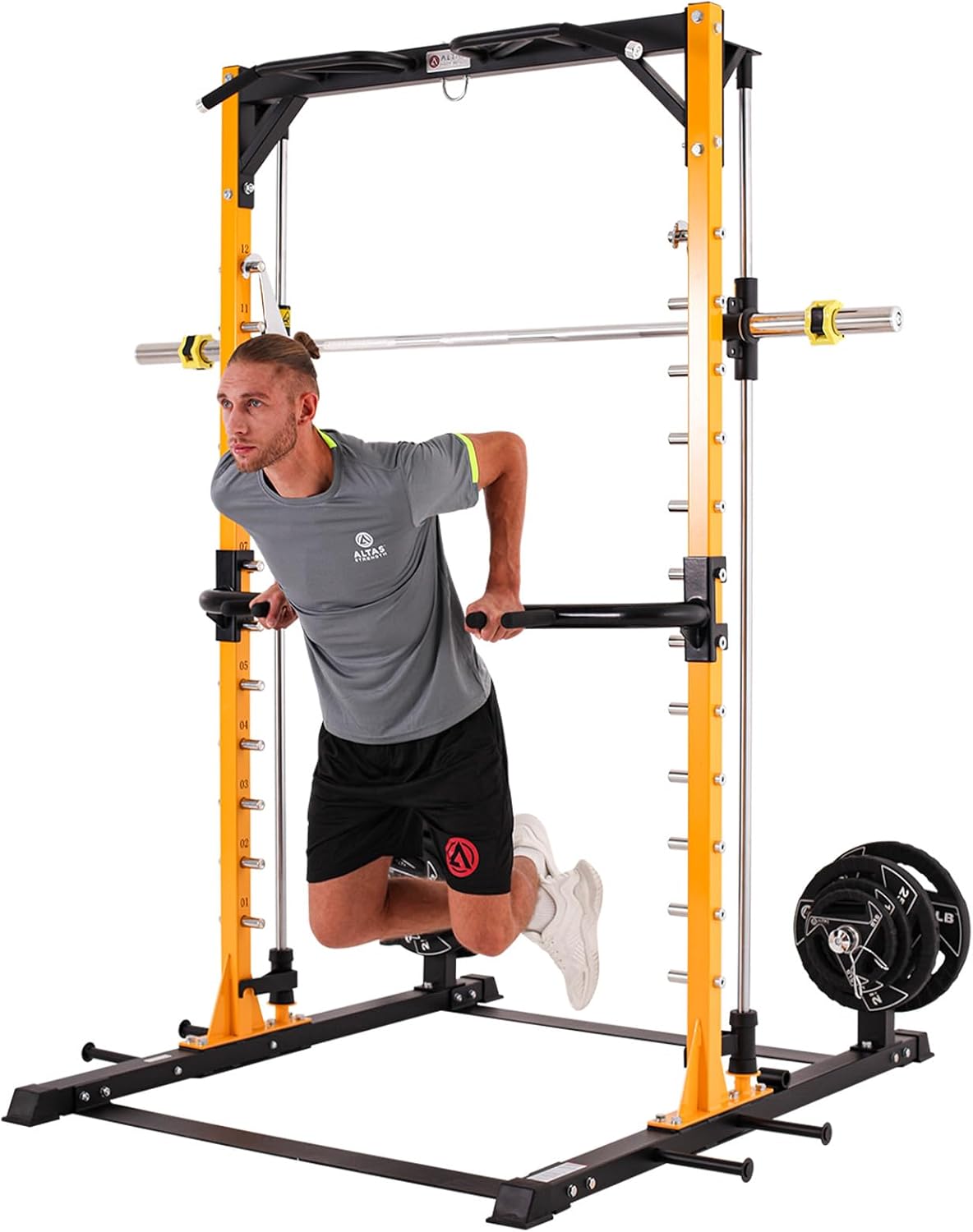 Altas Strength 3035 Half Smith Machine 1000 lbs Weight Capacity with Accessories for Versatile Workouts Squat Training Weight Lifting Light Commercial Strength Training Power Cages Easy Assembly