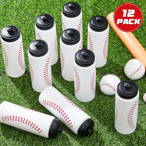 12 Pack 20oz Baseball Water Bottles Bulk Reusable Sports Hydration Bottles
