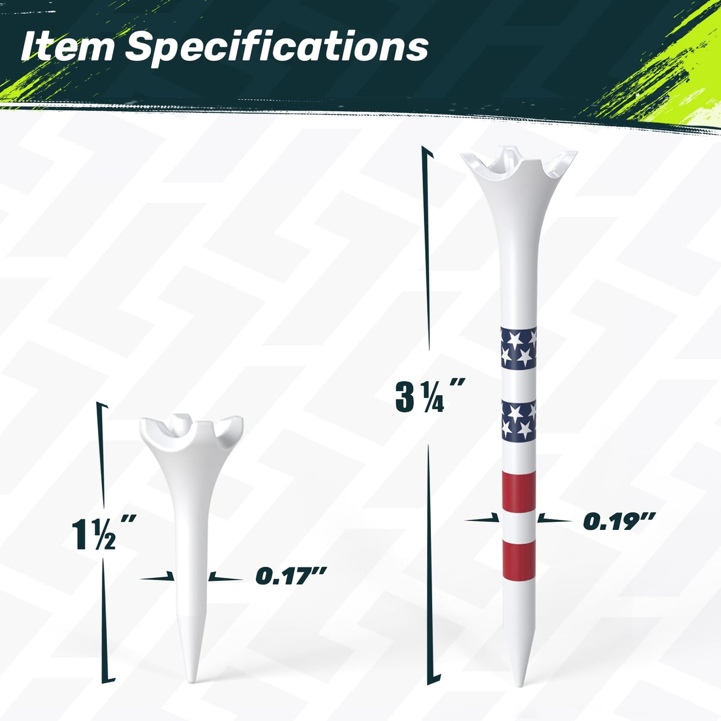 SAPLIZE Professional Plastic Golf Tees, 100/50 Pack (1-1/2'' & 3-1/4''), Engineered to Reduce Friction & Side Spin, Unique Golf Gifts for Golfers