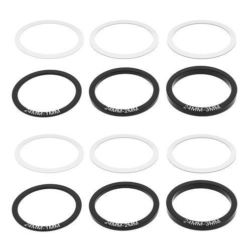 ECSiNG 12pcs Bike Bottom Bracket Gasket Bicycle Crank Crankset Bottom Spacer Crankset Shim Washers Parts Road Accessories for BB86/91/92/BB30/PF30, 24mm
