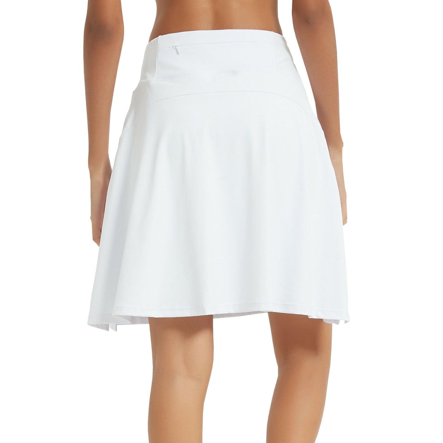 NOOYME 20" Skorts for Women Athletic Modest with Pockets Knee Length Tennis Golf Skirts (Medium,White)