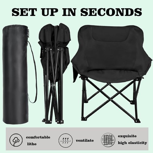 Kvittra Portable Camping Chair - Heavy Duty Folding Backpacking Chairs, Collapsible Heavy Duty Packable Lightweight Backpack Chair Compact for Outdoor Camp, Travel, Beach, Picnic, Hiking