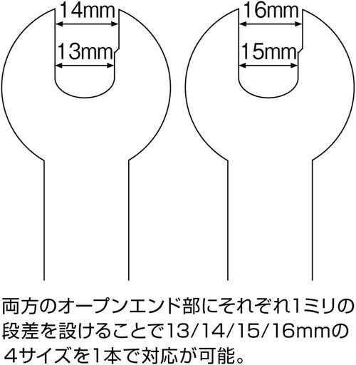 Hozan C-503 Shelf Spanner Set, Hub Cone Wrench, 0.5 x 0.6 inches (13 x 14 cm), 0.6 x 0.6 inches (15 x 16 mm)