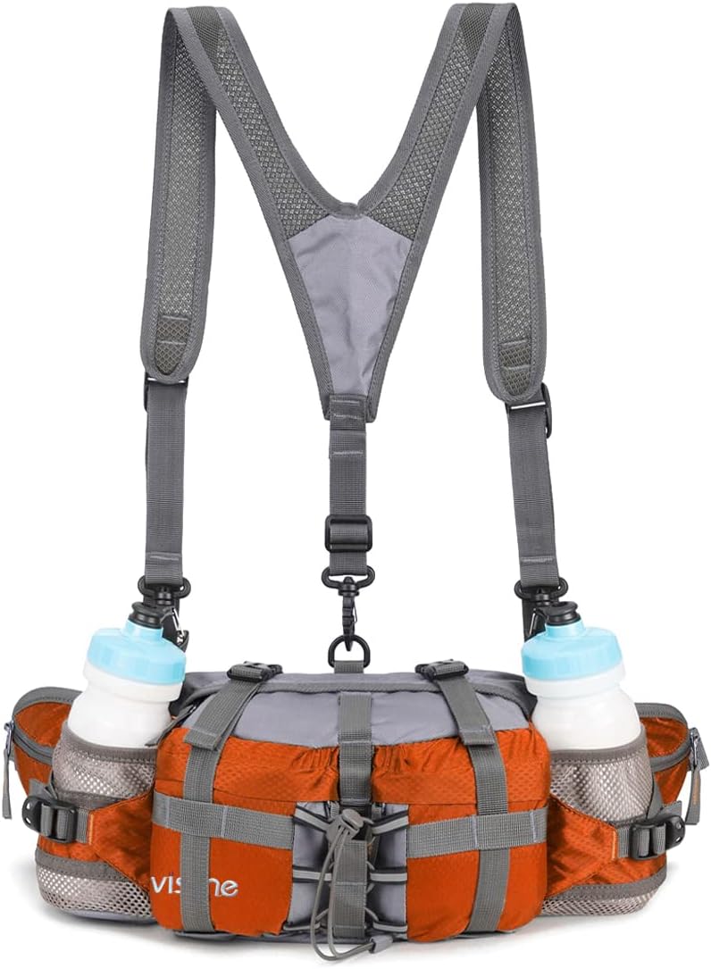 Outdoor Fanny Pack Hiking Fishing Waist bag 2 Water Bottle Holder Lumbar Pack