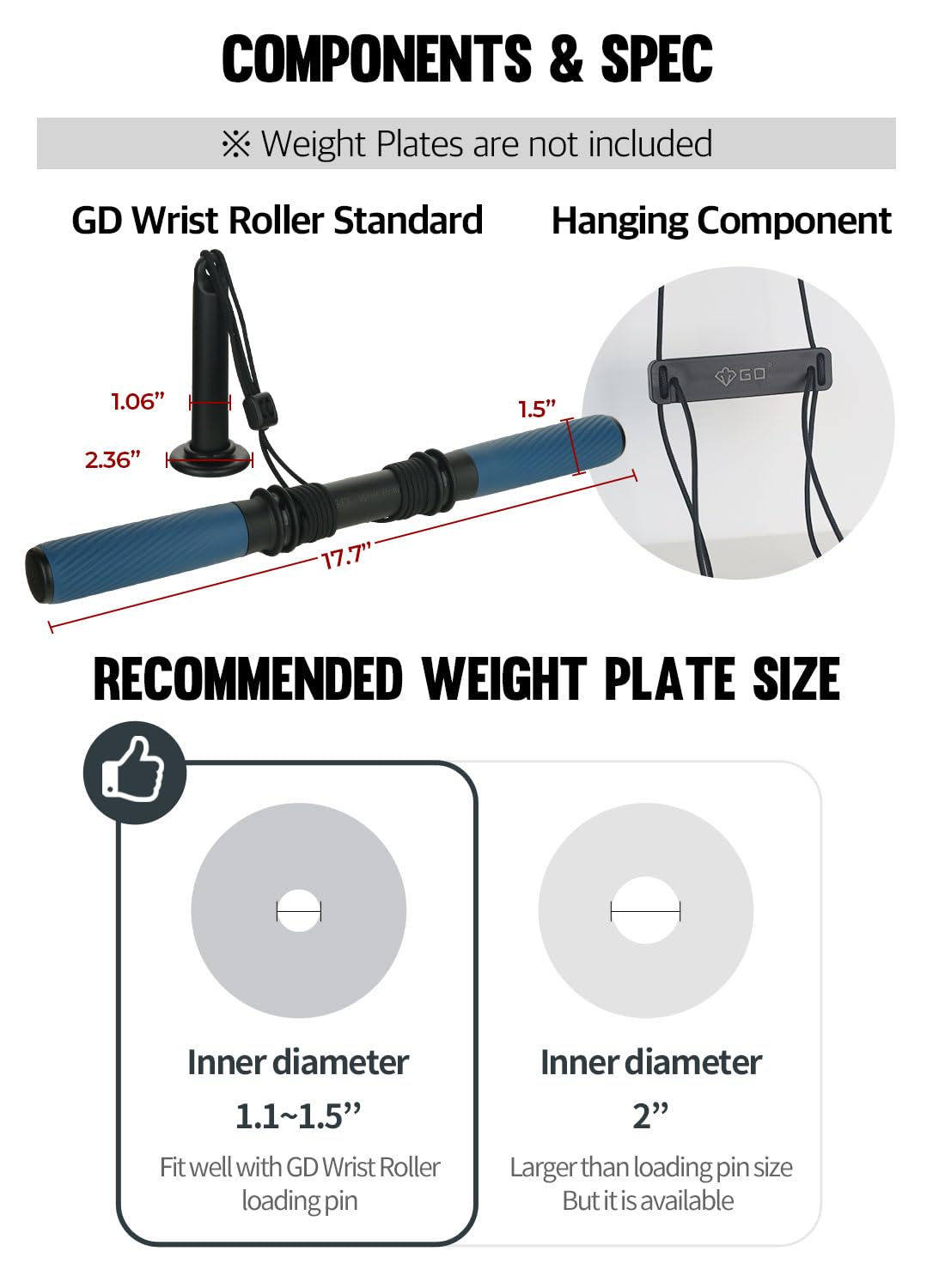 GD Hanging Wrist Roller Forearm Blaster- Forearm Strengthener Exercise Equipment Wrist Trainer for Muscle building and Injury prevention Hand Grip Strength (Hanging Rope Color : Black)