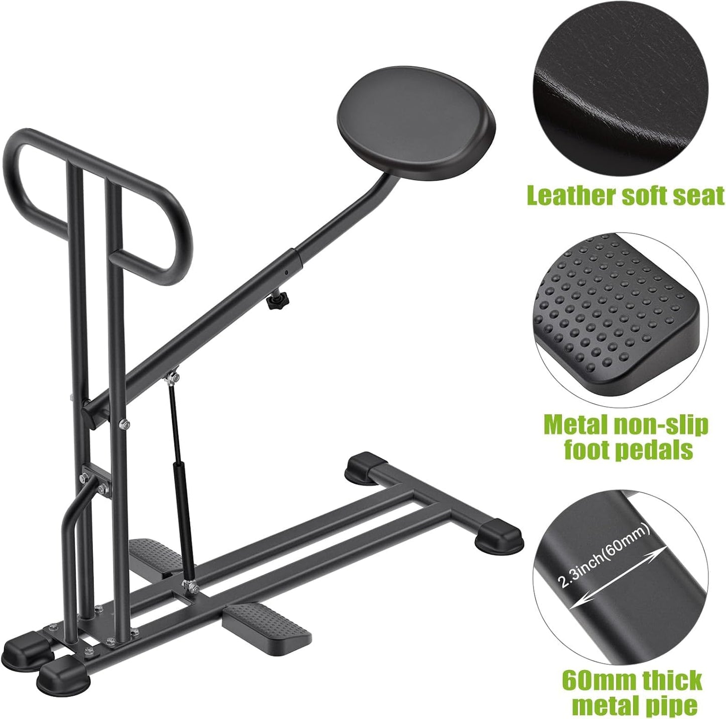 Kipika Squat Machine - Home Gym Workout Equipment for Total-Body Fitness - Low Impact Glute Leg Cardio Trainer with Ergonomic Multi-Grip Handle - 7 Position Seat Adjustment Durable Steel Construction