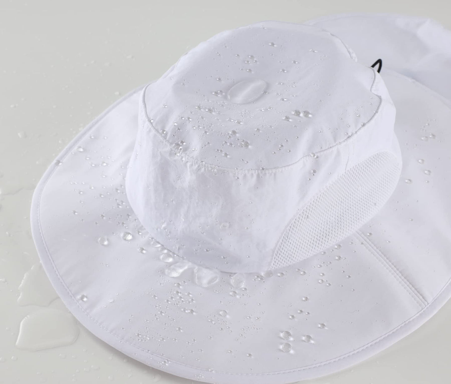 Home Prefer Outdoor Mens UPF50+ Sun Hat Wide Brim Fishing Hat with Neck Flap (White)
