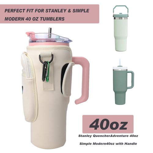 YININGYUXI Butterfly Water Bottle Carrier Bag with Phone Pocket for Stanley Cup 40 oz, Water Bottle Holder with Adjustable Strap, Stanley Cup Accessories