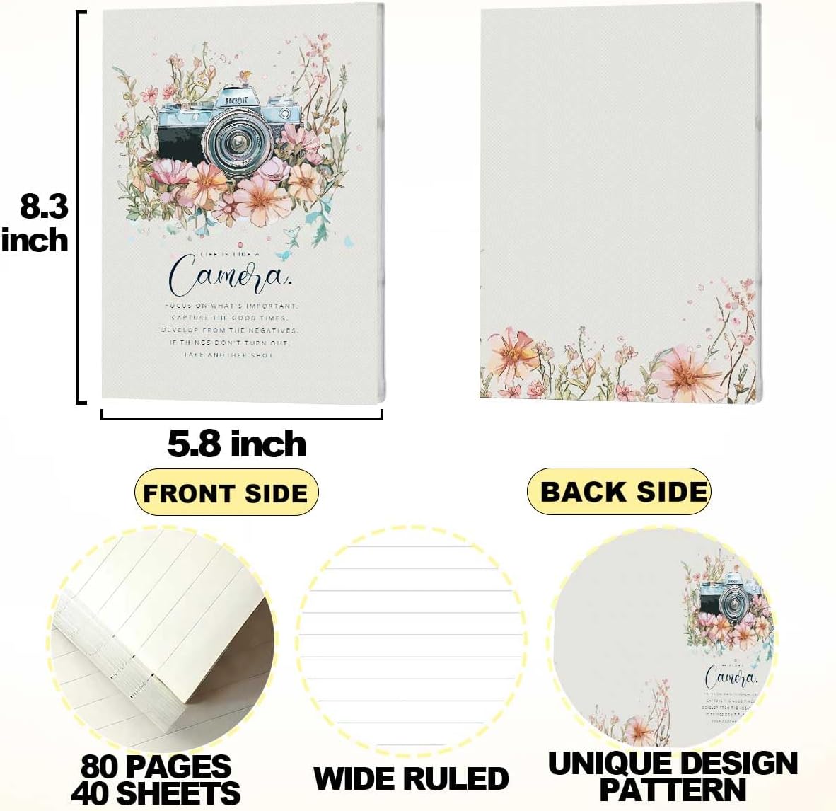 Pink Bow Notebook Journal, A5 Journal Notebook for Office Note Taking, 8.3 x 5.8 inch Writing Diary Subject Notebooks Planner, Travel Journaling-11