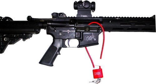 Cable Gun Lock with Key (15") - Keyed Alike - California Approved Safety Device - Secures Pistol, Rifle, Shotgun, Revolver, and Other Firearm Types (1 Pack)