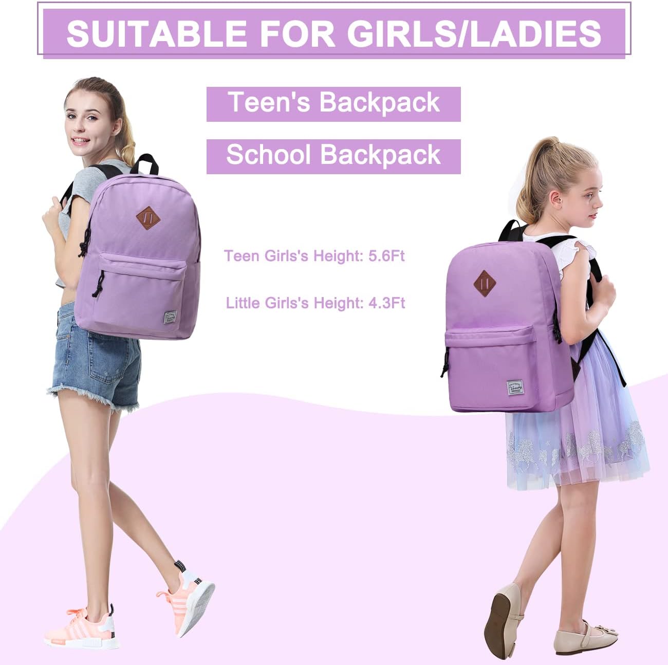 VASCHY Backpacks Handbags, Lavender, M