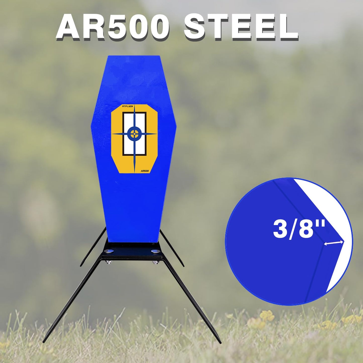 Atflbox 3/8'' AR500 Auto Reset Target, 13x6 inch Classic Popper Steel Shooting Target for Shooting Range, Suitable for Pistol, Rifle, Handgun, Shotgun, Rimfire