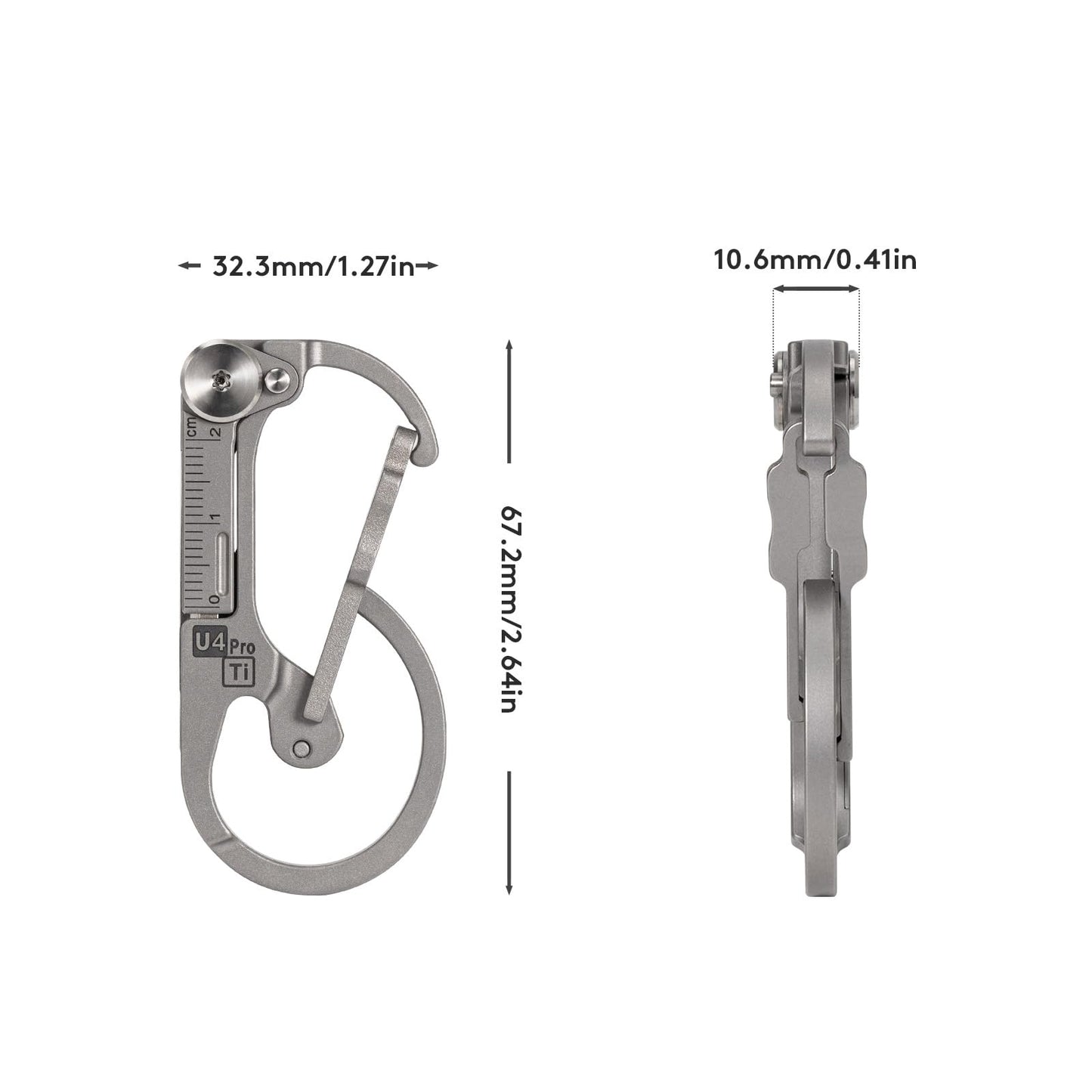 (Upgraded) RovyVon U4 Pro+ Plus Titanium Carabiner Clip, Small EDC Carabiner Keychain Multitool Hidden Folding Knife and Dual-Bit Screwdriver Set, Utility EDC Gadgets for Men Outdoor Daily Carry
