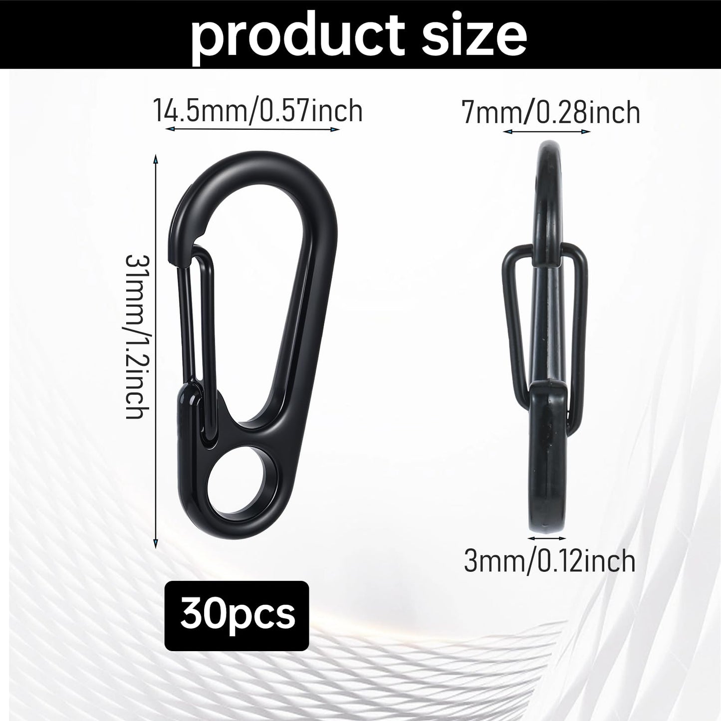 30Pcs Mini Carabiner Clip 1.2 Inch Small Carabiner Clips Metal Tiny Spring Snap Hook Quick Release Carabiner Keychain Clip for Camera Strap Backpack Keychains Accessories