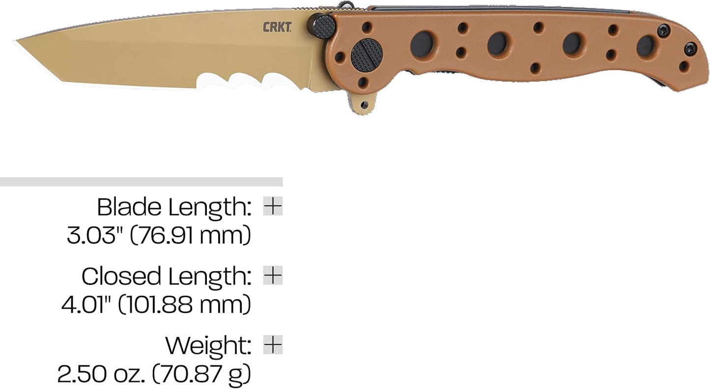 CRKT M16-10KZ EDC Folding Pocket Knife: Everyday Carry, Black Serrated Edge Blade, Tanto, Automated Liner Safety, Nylon Handle, Pocket Clip
