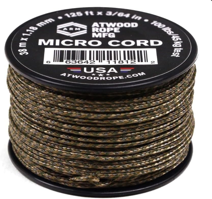 Atwood Rope MFG Micro Utility Cord 1.18mm X 125ft Reusable Spool | Tactical Nylon/Polyester Fishing Gear, Jewelry Making, Camping Accessories