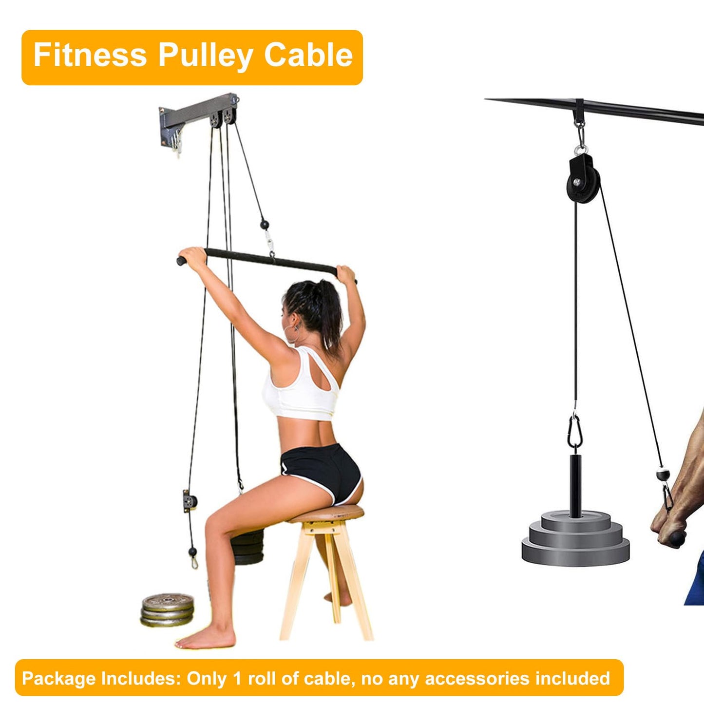 FOLUXING 32.8Ft Fitness Pulley Cable,Replacement Cable Machine Accessories for DIY Home Gym, Gym Cable Replacement,PVC Coated,Thick 3/16"(5mm)