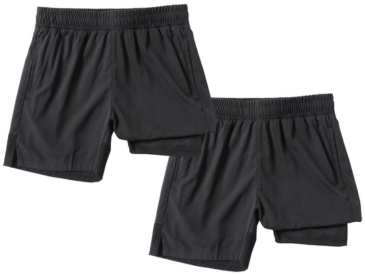 IRELIA 2 Pack Boys Box Brief Liner Compression Zipper Pocket Shorts Kids Quick Dry Sports Shorts Reflective Strip BB 10-12 Black/Black
