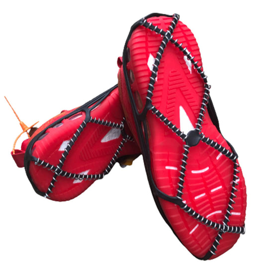 Walk Traction Cleats,Ice Cleats Anti Slip Crampons Rubber Spikes Ice Snow Grippers for Boots and Shoes for Winter Walking on Snow and Ice Climbing Hiking Mountaineering 2PCS for Man and Woman