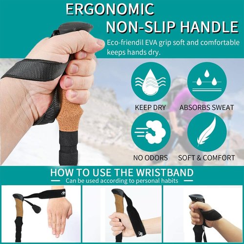 YIEUS Foldable and Retractable Trekking Pole - Lightweight, Adjustable Hiking Stick for Outdoor Enthusiasts, Backpackers, and Seniors - Durable Aluminum Alloy, Ergonomic Grip, All-Terrain Support