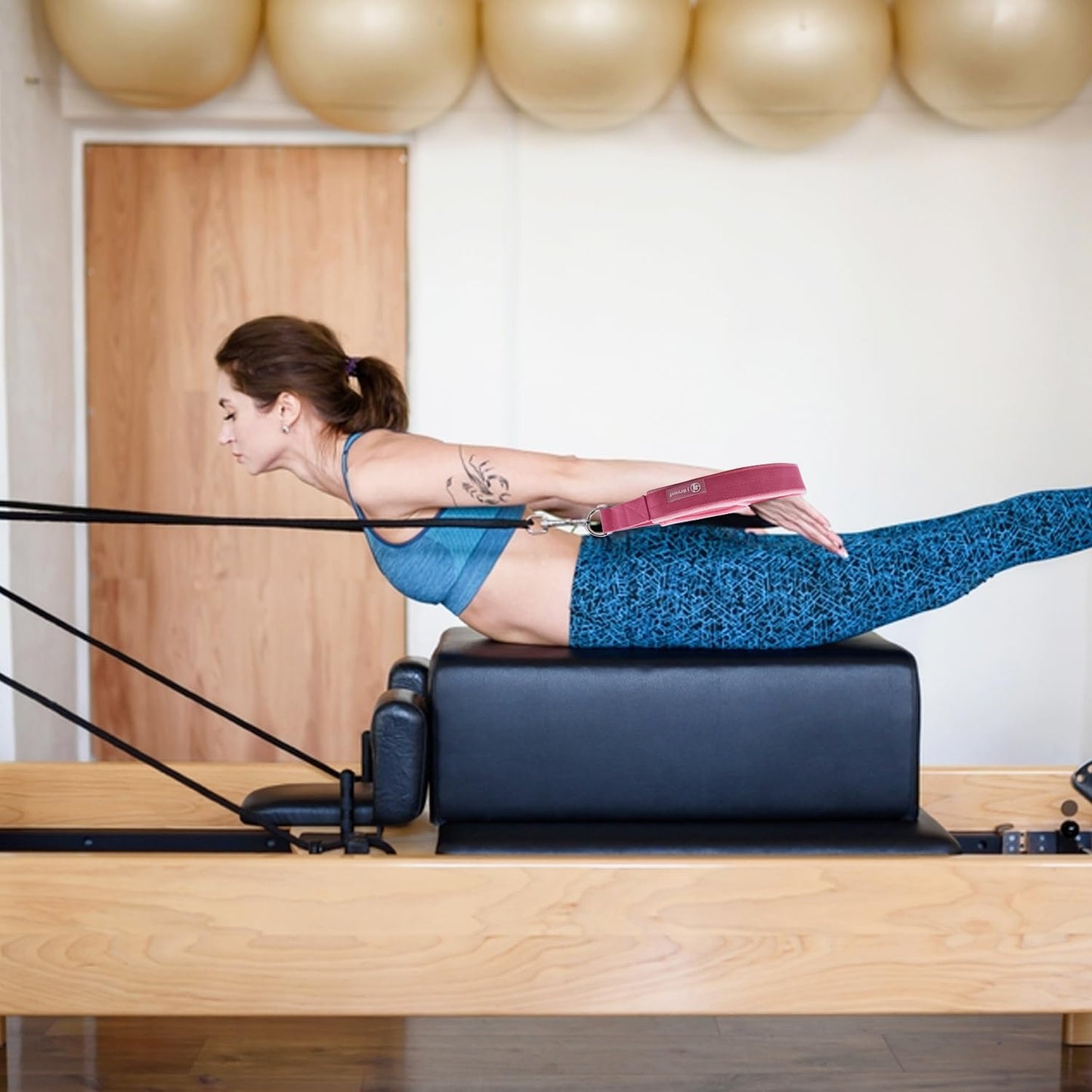 J Bryant Pilates Double Loop Straps for Reformer Fitness D-Ring Straps,Yoga Exercise Accessories for Home Gym Workout,1 Pair