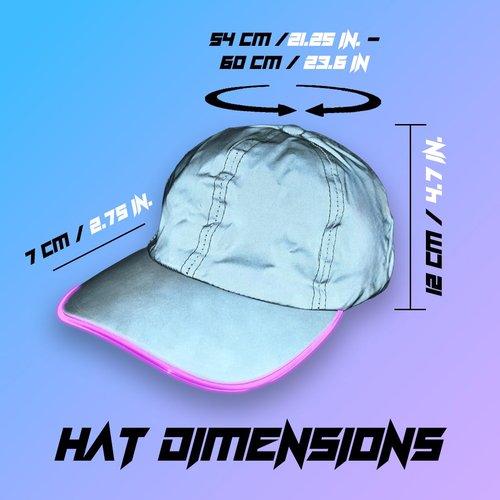 Color Changing LED Reflective Baseball Cap - 7 Color LED Baseball Hat - Light Up Baseball Cap - Trippy Rave Hat for Men, Women
