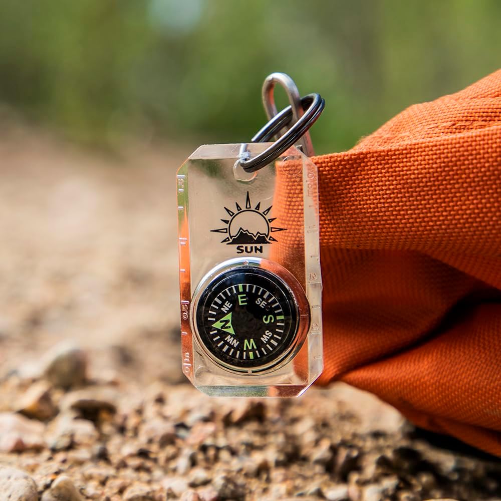 MiniComp - Zipperpull Mini Compass with Split Ring | Easy-to-Read Compass for Jacket, Parka, or Pack