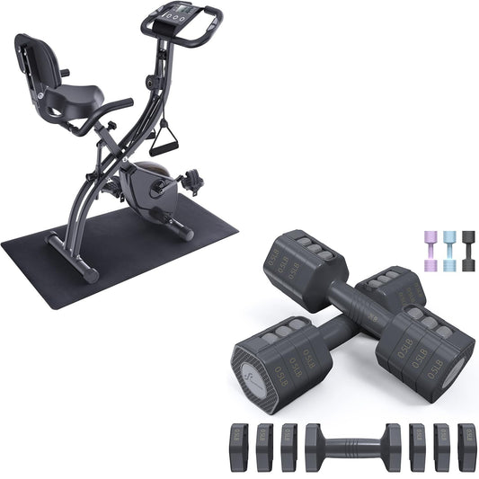 Exercise Bike with Dumbbells Set