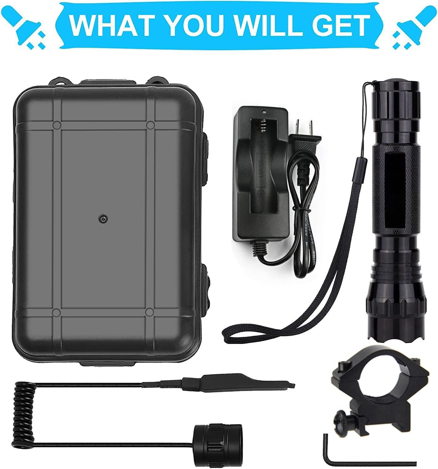 WINDFIRE Green Flashlights Predator Light LED Coyote Hog Varmint Hunting Lights Tactical Rifle Flashlight Torch with Picatinny Rail Mount, Pressure Switch