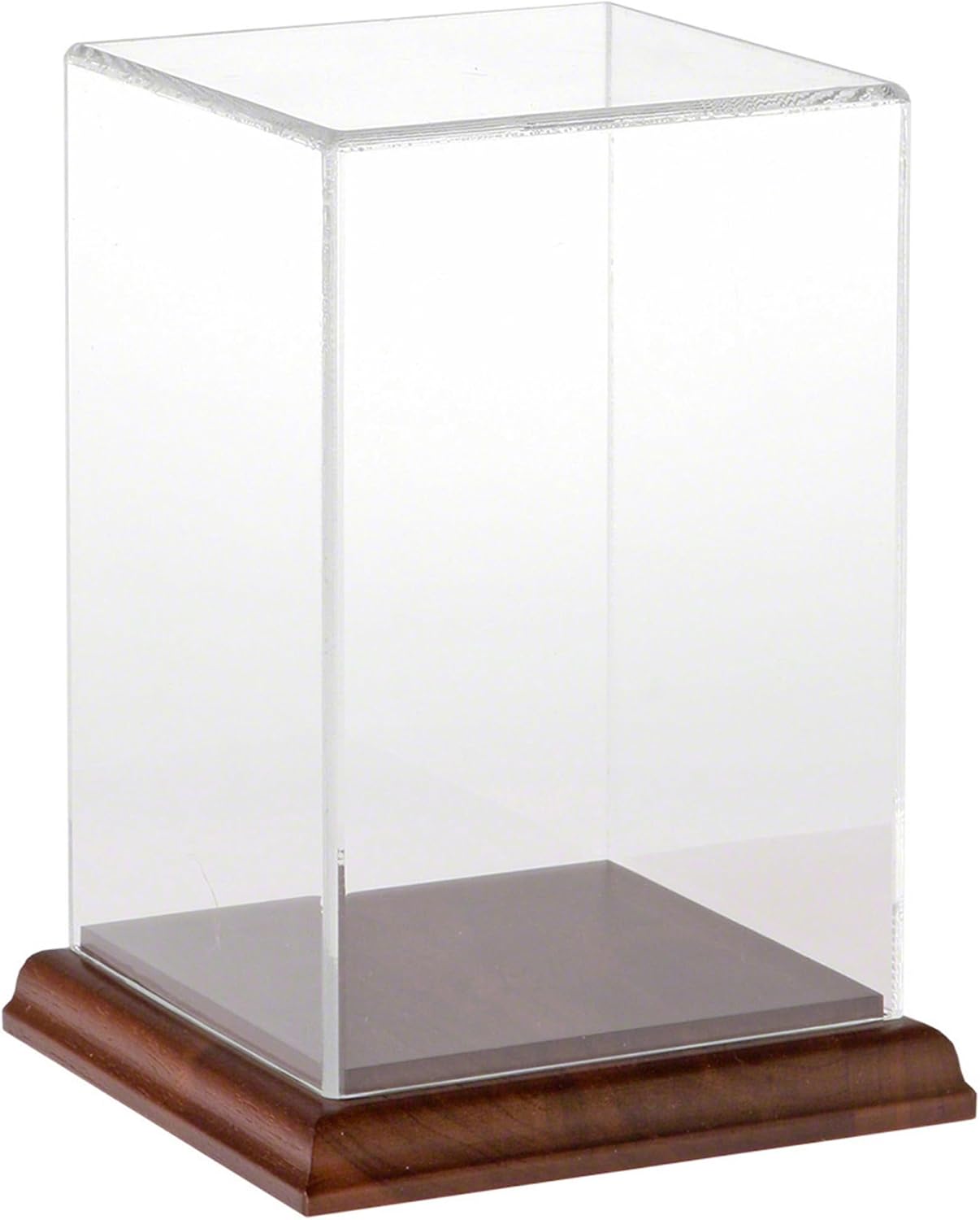 Plymor Clear Acrylic Display Case with Hardwood Base, 4" W x 4" D x 6" H