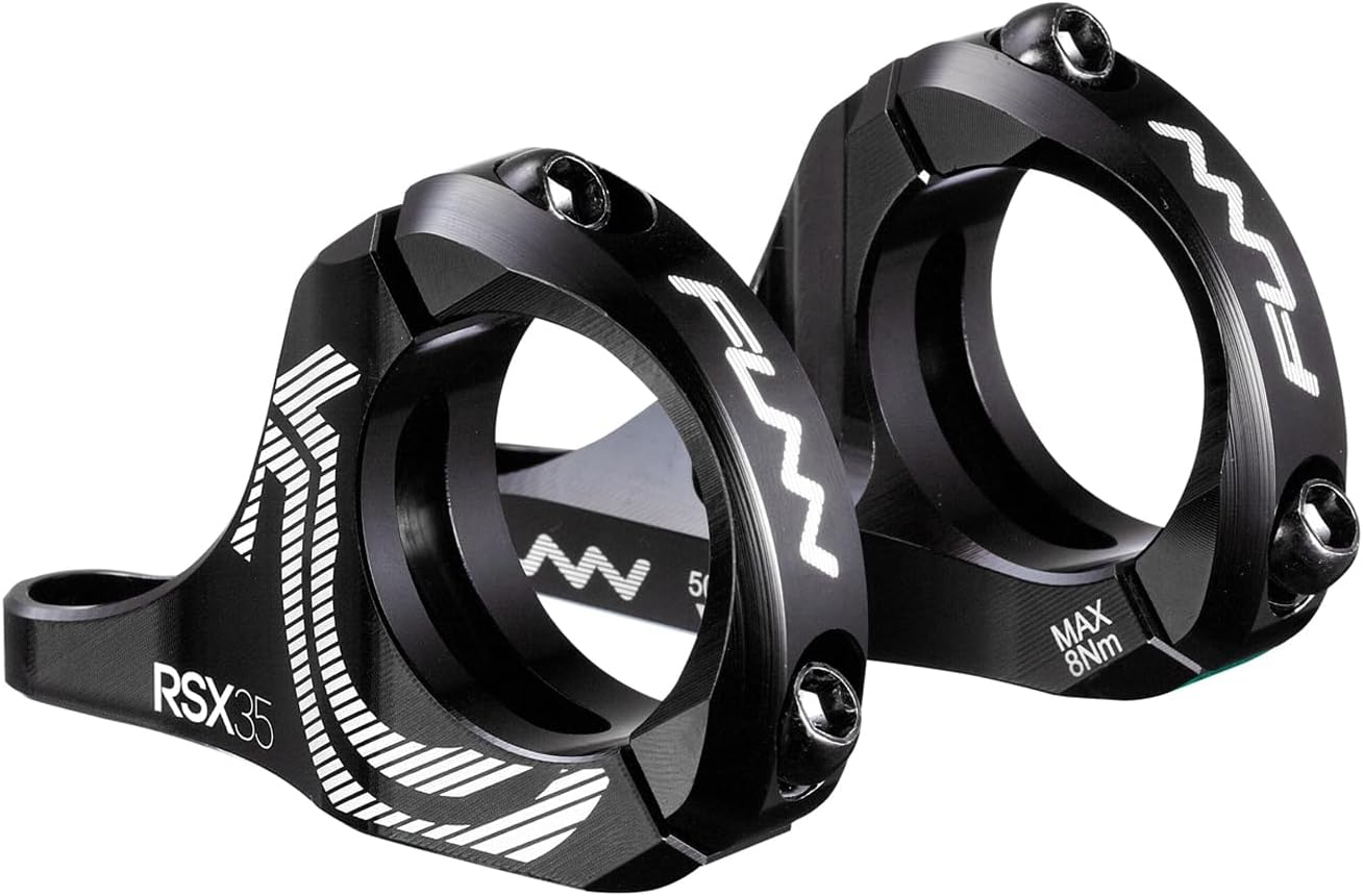 Funn RSX Mountain Bike Direct Mount Bike Stem with 35mm Bar Clamp, 2 Pieces Lightweight Split Design for Dual Crown Forks, Adjustable Extension 45-50mm