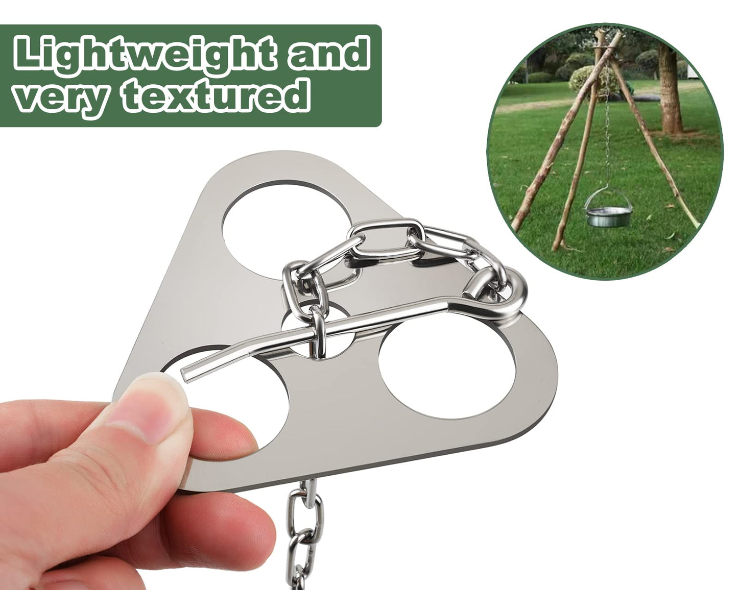DS. DISTINCTIVE STYLE Stainless Steel Campfire Tripod Plate for Outdoor Cooking - Turn Branches into Camping Tripod for Hanging Cookware - Camping Accessories for Fire Pit and Outdoor Oven