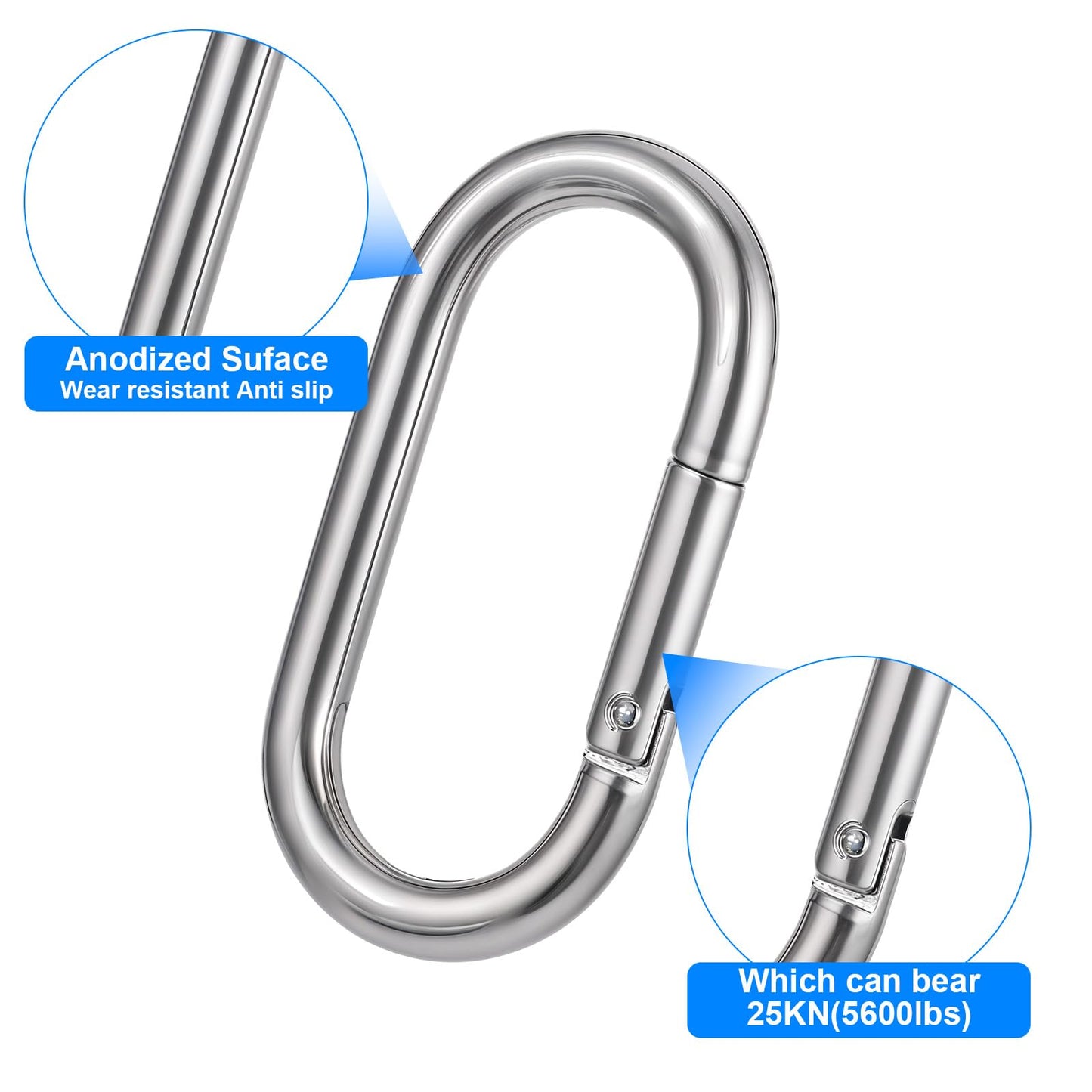 2pcs 4 Inch Carabiner Clip Oval Carabiner Clip Heavy Duty Carabiner Spring Snap Hook Oval Shape 10x100mm