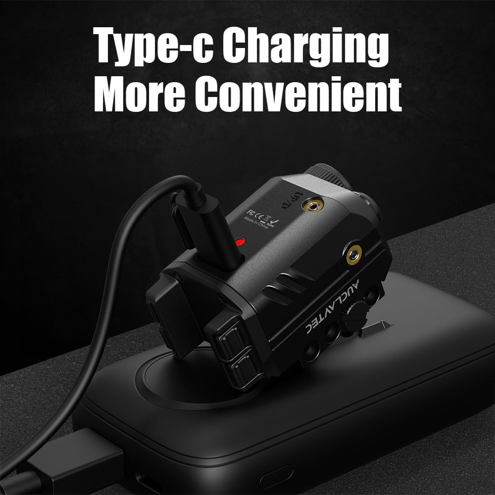 AUCLAYTEC Pistol Light Laser Combo with USB-C Charging, 500 Lumen Blue Beam Sight Tactical Flashlight for Subcompact Compact Pistol and Picatinny Rail