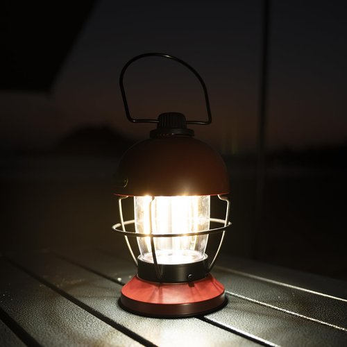 Retro Designed Camping Lantern 5000Mah Rechargeable Outdoor Lantern, Hanging Lantern IPX4 Water Resistance Three Illumination Modes with Dimmer Function, Dimmable Tabletop Lantern, Emergency Lantern