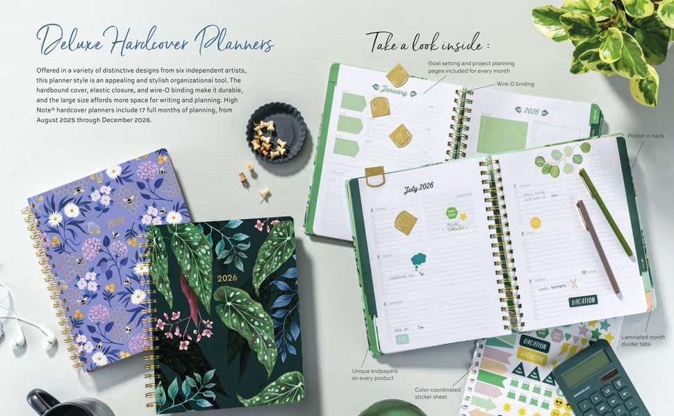High Note Hardcover Academic Planner 2025-2026, Garden Bee, 9" x 10" 272 Pages, Daily Weekly Monthly Planner 2025-2026 August to December, Back to School Calendar Book for Teachers and Students