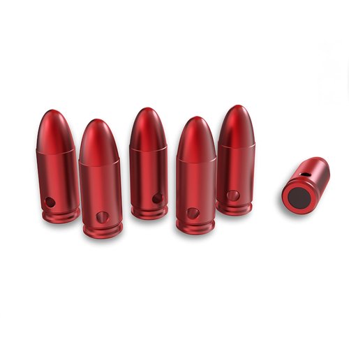CTPAUITF Training Snap Caps Dummy Rounds, Durable CNC-Machined Aluminum Alloy Safe for Handling Drills & Dry Fire Practice, Ideal for Shooting Skill Training. (9mm-red(6 Rounds))