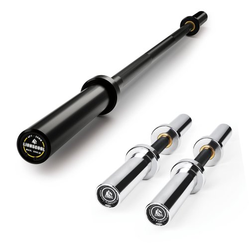 LIONSCOOL Premium 4ft Barbell and 20” Loadable Dumbbells Pairs for Strength Training and Olympic Weightlifting