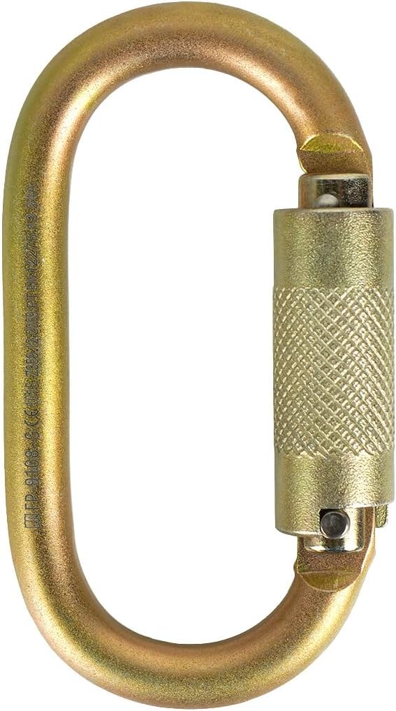 Fusion Climb Ovatti Military Tactical Edition Steel Auto Lock Oval Symmetrical Anchor Carabiner Gold, One Size (FP-9108-P-GLD)