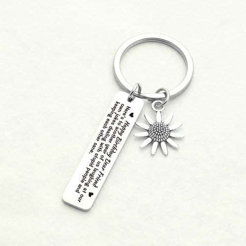 ZQEOU Birthday Keychain For Women Friendship Gift For Best Friend Jewelry Bestie BFF Gifts For Women Maid of Honor Gifts Cousin Keychain Soul Sister Jewelry Longtime Friend Gift