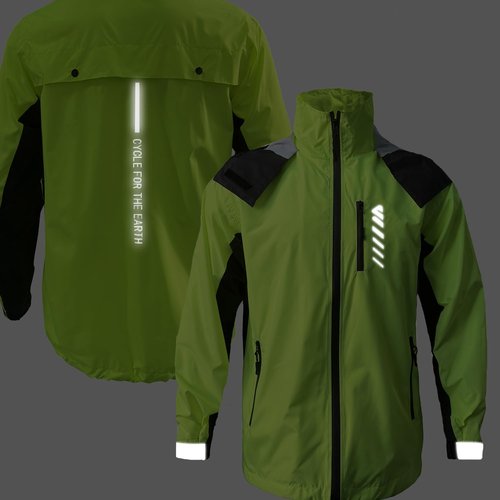 Lo.gas Men's Rain Jacket Waterproof with Hood Rain Shell Jacket Raincoat for Cycling Running Windbreaker green M