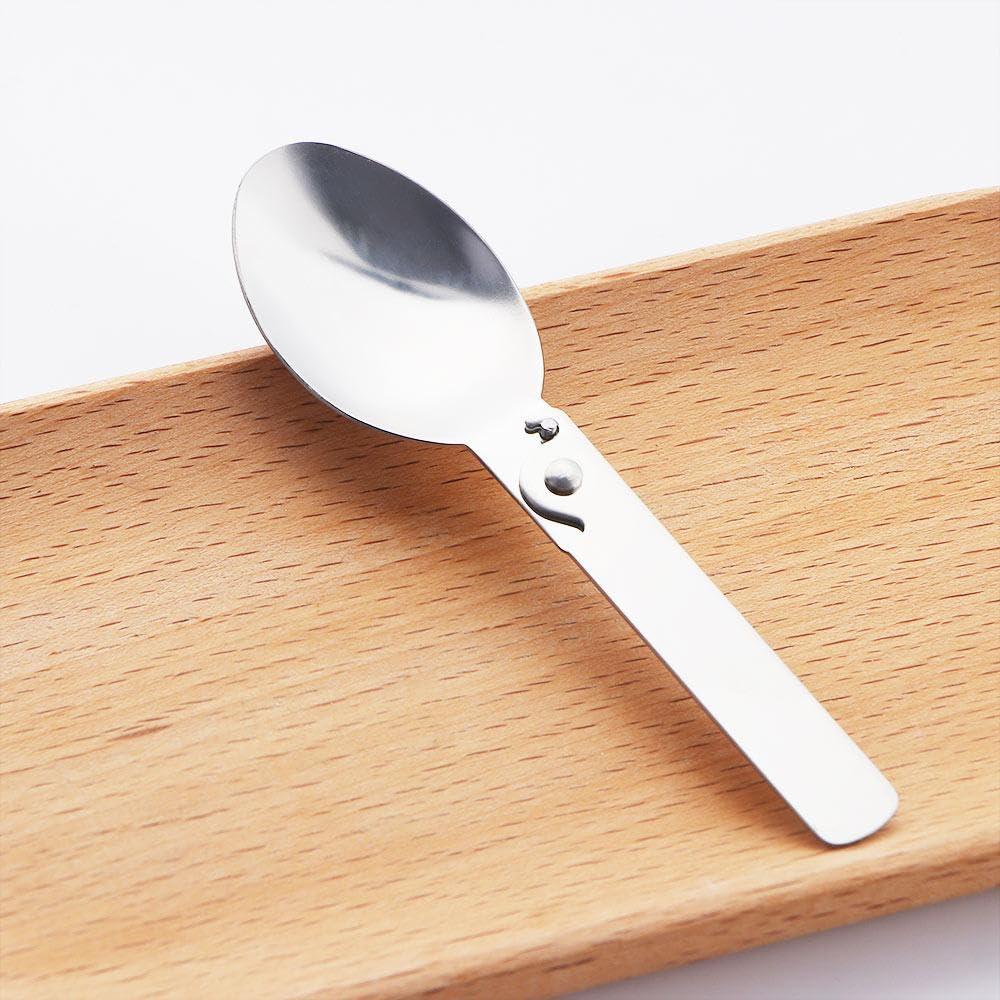 5 Pcs Portable Stainless Steel Folding Spoon Salad Spork for Thermos Camping Outdoor Picnic Hiking Trave