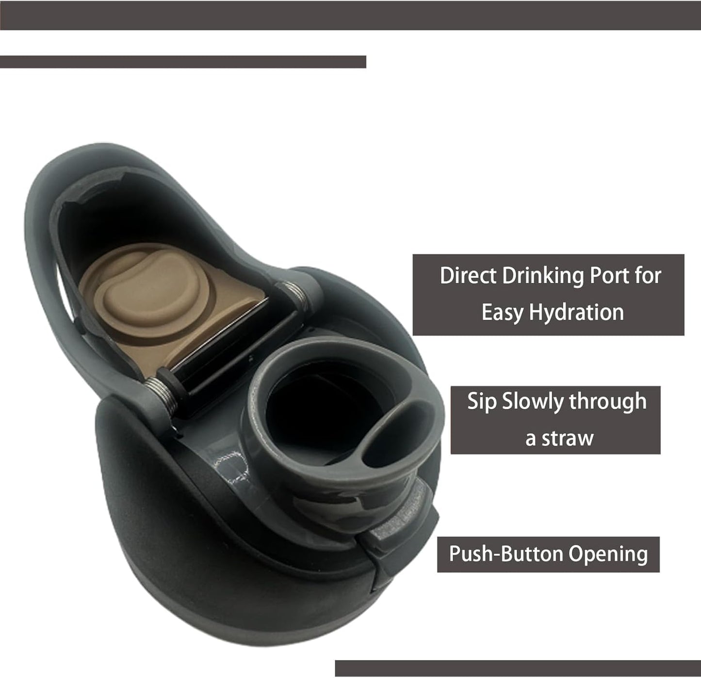 JIZHOUYAO Replacement Lid for Owala Freesip, Replacement Cap Compatible with Owala Freesip Cup 16oz 24oz 32oz 40oz,BPA-Free Replacement One Button Accessory for Owala Free Sip (Black)