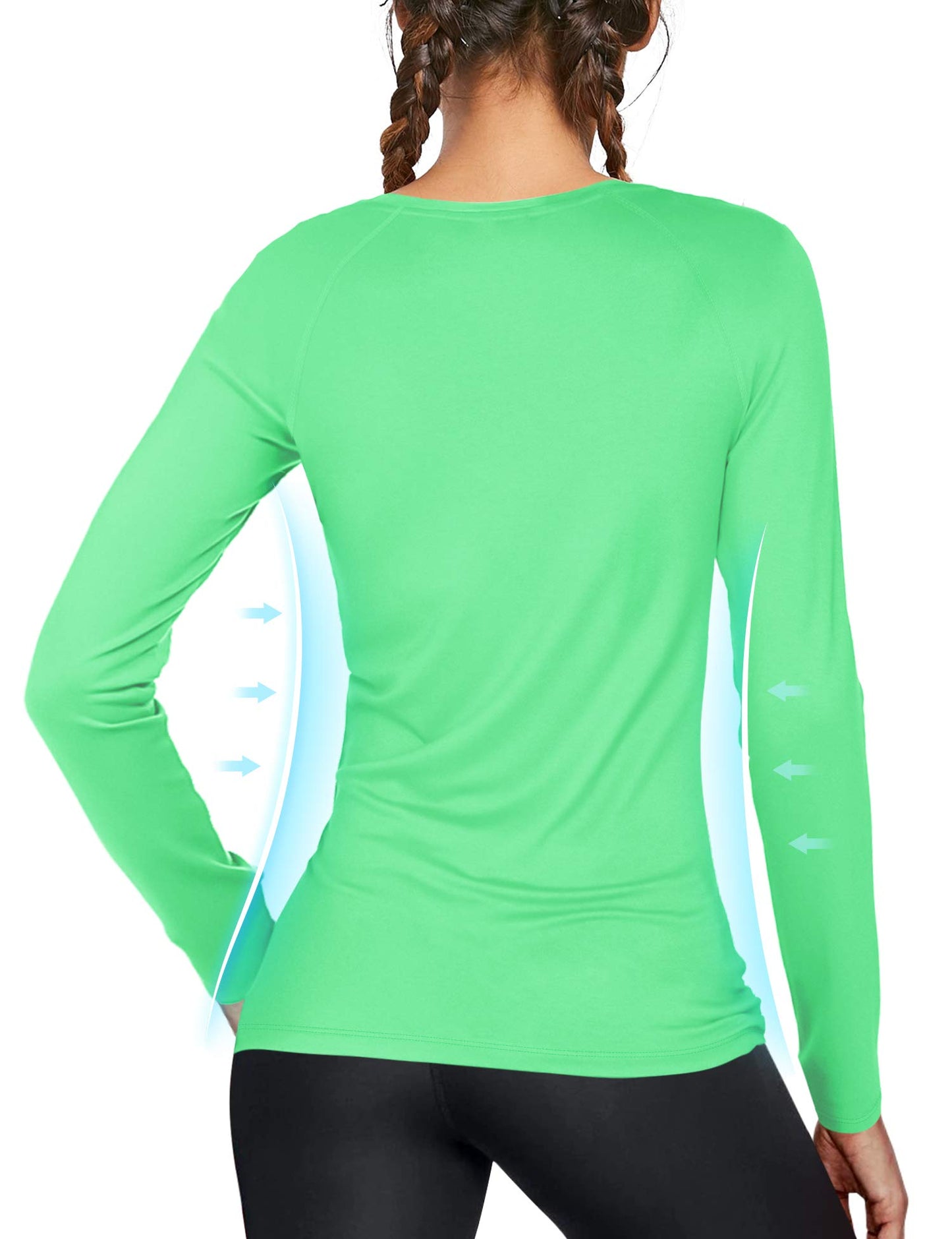 isnowood Womens Long Sleeve Rash Guard, UV UPF 50+ Sun Protection Shirts, Quick Dry Lightweight Tops for Swimming Workout Hiking Running