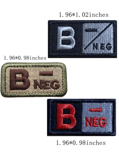 Blood Type Hook and Loop Patches（3pc） - Discover Your Blood Type Easily with This Patch (B-)
